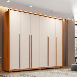 Guarda-roupa Casal 6 Portas 6 Gavetas Suburban Espresso Móveis Freijó-off White