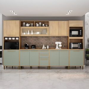 Cozinha Completa 6 Peças 12 Portas 2 Gavetas Salvador Cinamomo-menta
