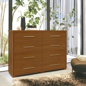 Cômoda 8 Gavetas Lis Em Mdf 99x127,5x45cm Nogueira