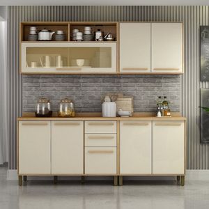 Cozinha Completa 4 Peças 8 Portas 2 Gavetas Salvador Marrom-bege