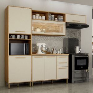 Cozinha Completa 4 Peças 7 Portas 2 Gavetas Salvador Marrom-bege