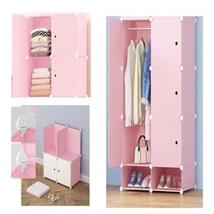 Guarda Roupa Compacto Cabideiro Sapateira Armario Organizador Arara Estante Quarto Camping Rosa