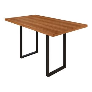 Mesa Retangular Tampo Madeira Bp 140cm X 75cm Base Tubo 40cm X 40cm Preto