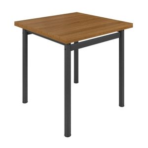 Mesa Quadrada Tampo Ripado 75cm Base Tubo 2 Madeira Maciça-mart. Prata