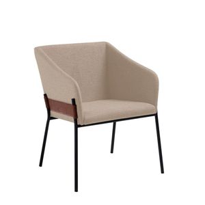 Poltrona Jobim Base Em Aço 77cm X 61cm X 64cm Bege-cinza-marrom