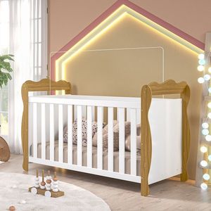 Berço Minicama 3 Em 1 100% Mdf Alice Espresso Móveis Branco-amêndoa