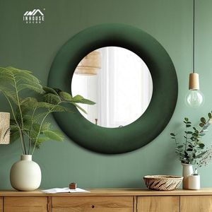 Espelho Decorativo Madrid Veludo 60cm Redondo Verde Escuro