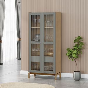 Cristaleira 1,80 2 Portas 1 Gaveta Barcelona Oak-ferrolack