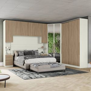 Quarto Modulado Casal Completo 10 Portas 6 Gavetas Seletto Areia -jequitibá