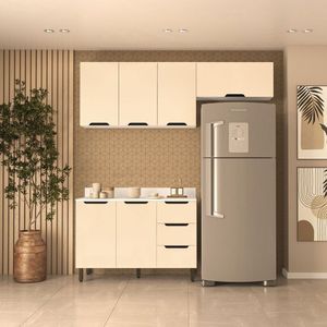 Balcão 2 Portas 3 Gavetas 120x92,5x52cm Branco-creme
