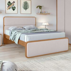 Cama Casal Queen 160cm Loop Amêndoa Clean-bege