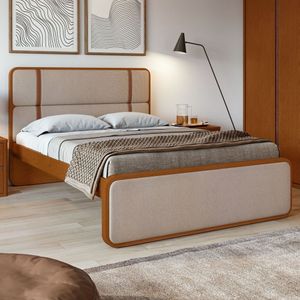 Cama Casal Queen 160cm Leder 171cm X 207cm X 120cm Frassino-bege