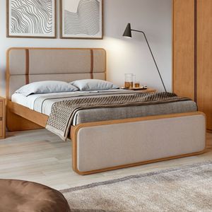 Cama Casal Queen 160cm Leder 171cm X 207cm X 120cm Amêndoa -bege