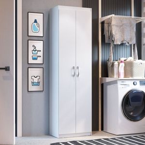 Armário 2 Portas De Bater 5 Prateleiras Multiuso Branco