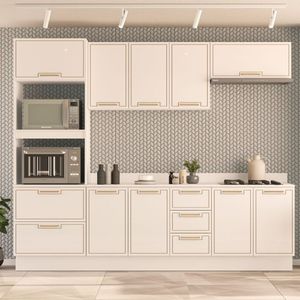 Balcão 2 Portas 3 Gavetas 120cm X 92,5cm X 52cm Branco-azul