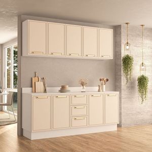 Balcão 2 Portas 3 Gavetas 120cm X 92,5cm X 52cm Branco-creme