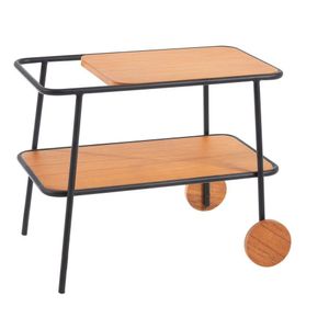 Mesa De Apoio De Bar Fika Madeira Aço Mel-preto