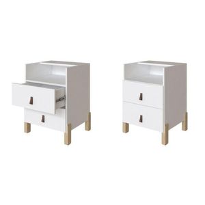 Kit 2 Mesas De Cabeceira 2 Gavetas Domus Yescasa Branco