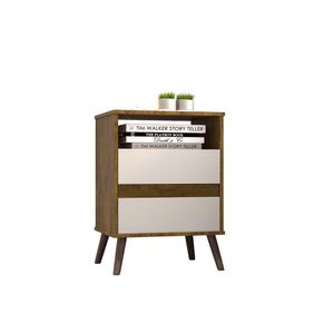 Mesa Para Cabeceira Com 2 Gaveta E 4 Pés Retrô Paris 67cm X 45cm Canela-off White