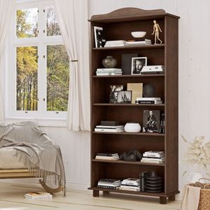 Estante Para Livros Madeira Maciça 5 Prateleiras 190cm X 85cm Rubi Café