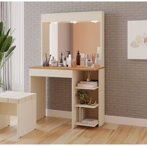 Penteadeira Camarim Eliza 1 Gaveta -150x92cm Off White -canela
