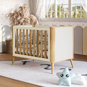 Berço Minicama Americano 4 Em 1 Luly 100% Mdf Espresso Móveis Off White-amêndoa