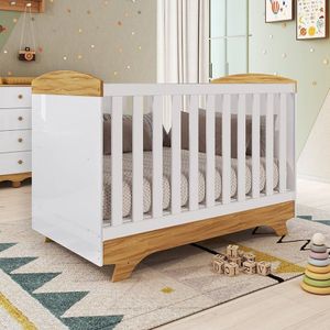Berço Minicama 3 Em 1 100% Mdf Emma Retrô Espresso Móveis Branco-amêndoa