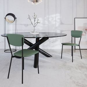 Cadeira Fixa Estofada Vintage Retrô Com 2 Unidades Verde