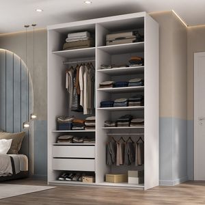 Closet Solteiro 100% Mdf 139,5cm 2 Gavetas Moutier Branco