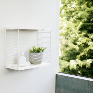 Cubo Decorativo De Madeira E Aço De Parede Branco-branco