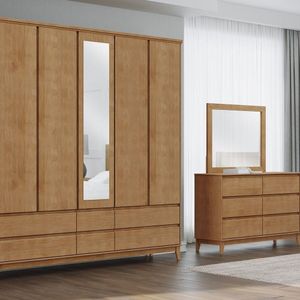 Comoda 6 Gavetas Prata Finestra 125,0cm X 45,0cm X 85,0cm Freijó