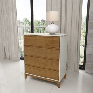 Comoda Para Quarto Com 4 Gavetas 99cm X 80,8cm X 45cm Off White-freijó