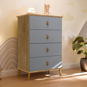 Comoda Infantil Com 4 Gavetas Jujuba Cinza-nature