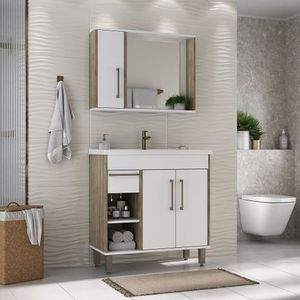 Conjunto Patina 80 Cm Cartagena Branco - Carvalho Cartagena