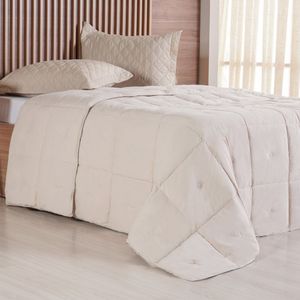 Edredom Queen Toque De Plumas 260 Fios New 220x240cm Amendoa