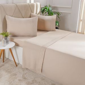 Jogo De Cama Queen Serenitá 4 Pçs Bordado Festonê 158x198x35cm Beach