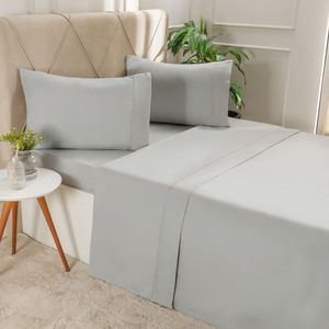 Jogo De Cama Queen Serenitá 4 Pçs Bordado Festonê 158x198x35cm Lunare