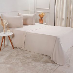 Jogo De Cama King Serenitá 4 Pçs Bordado Festonê 193x203x40cm Machiatto