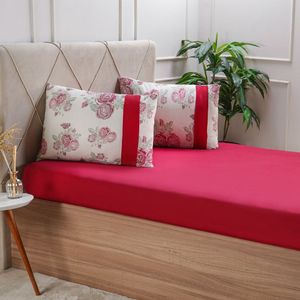 Jogo De Cama Queen Malha 3 Pçs Bella Cama New 158x198cm Vermelho