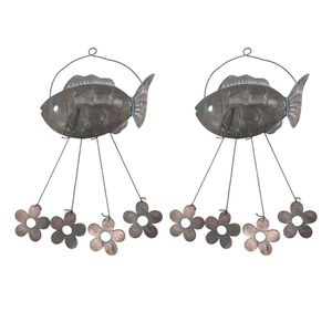 Sino Dos Ventos Peixe Flores Kit 2 Unidades Decoraçao Varanda Enfeite Quintal Jardim Ambiente Externo