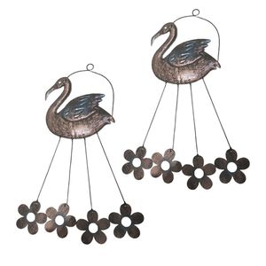 Sino Dos Ventos Flamingo Cisne Flores Kit 2 Unidades Jardim Varanda Decoraçao Quintal Enfeite Som Suave Relaxante