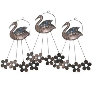 Sino Dos Ventos Flores Cisne Flamingo Kit 3 Unidades Jardim Decoraçao Varanda Quintal Relaxante Som Suave Enfeite