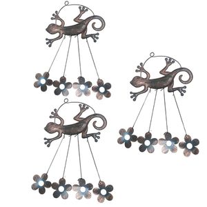 Sino Dos Ventos Lagarto Flores Kit 3 Unidades Jardim Varanda Enfeite Quintal Decoraçao Rustico