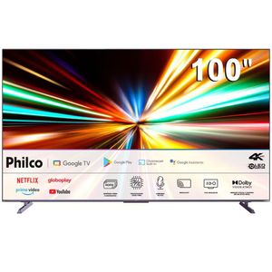 Smart Tv 100 Philco Ultra Hd 4k Qled P100sga Sistema Google Preto Bivolt
