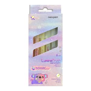 Marca Texto Lumini Brush 6 Cores Neon Com Cheirinho Newpen