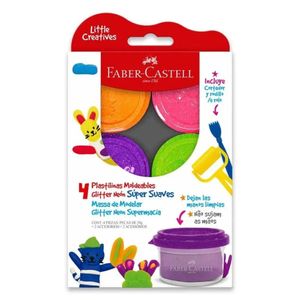 Massa De Modelar Com Brilho Neon Supermacia 4 Peças Little Creatives Faber-castell