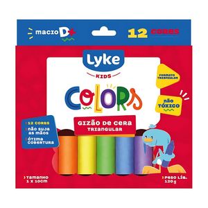 Giz De Cera Triangular Jumbo 12 Cores Lyke