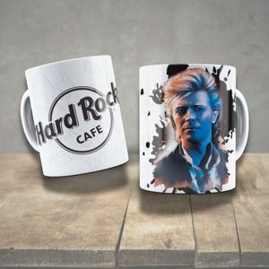 Caneca De Porcelana 325ml Decorada ícones Da Música David Browie
