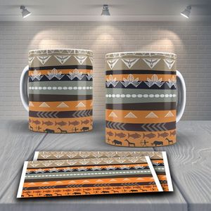 Caneca De Porcelana 325ml Decorada Tribal Tribal 16