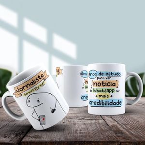 Caneca De Porcelana 325ml Flork Profissões Masculino Jornalista